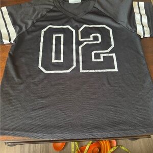 No Boundaries Black Mesh Jersey Tee with White '02' Graphic